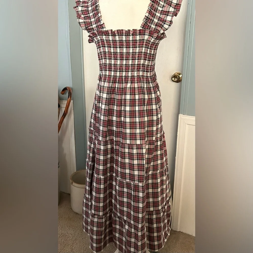 Hill House White and Red Plaid Ruffled Maxi Dress - Picture 3 of 5